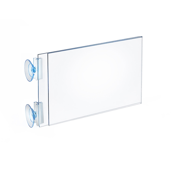 Azar Displays Two-Sided Acrylic Sign Holder W/ Suction Cup Grippers 8.5"X5.5", PK10 106686